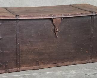 143 Lot 452 Antique walnut and iron trunk