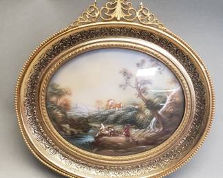669 Lot 594 Vintage hand painted miniature landscape