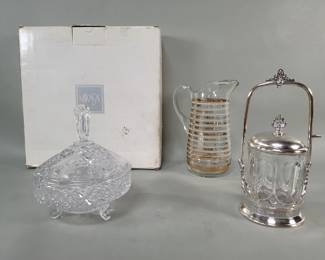 236 Lot 300 Mikasa glass bowl glass covered bowl pitcher