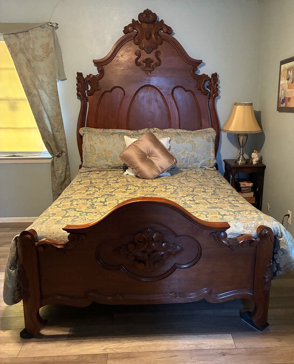 Antique Carved Wood Bed