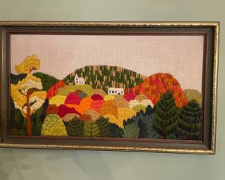 Vintage Embroidered Landscape Wall Art