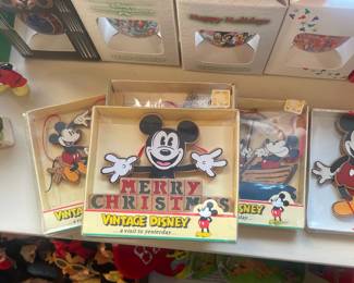 Vintage Disney 'A Visit to Yesterday' Kurt Adler Wooden Christmas Ornaments