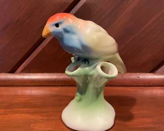 Vintage Czechoslovakian Pottery Bird Bud Vase