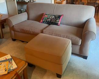 Vintage Upholstered Sofa and Ottoman