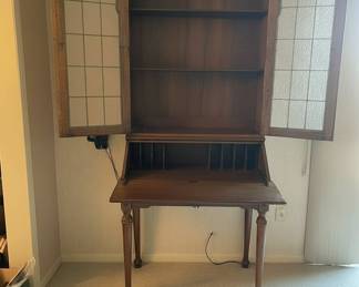 Vintage Secretary Desk with Hutch and Chair