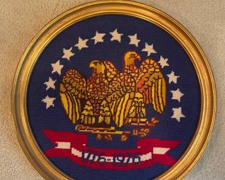 Vintage Columbia Minerva U.S. Eagle Bicentennial Needlepoint