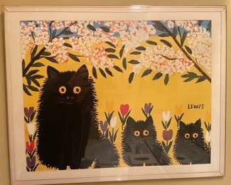 Maud Lewis Style 'Three Black Cats' Print