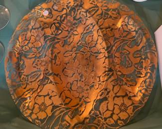 Vintage Floral Pattern Glass Platter