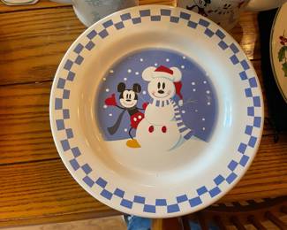 Disney Store Mickey Mouse Snowman Holiday Dinnerware
