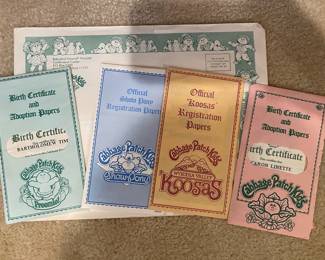 Vintage Cabbage Patch Kids Paperwork Assortment