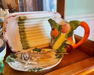 Vintage Majolica-Style Vegetable Serving Pieces
