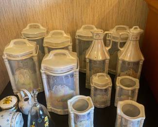 Vintage German Lusterware Kitchen Canister and Spice Collection