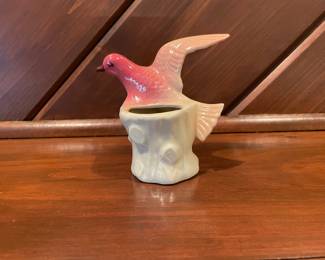 Vintage Royal Copley Bird on Tree Stump Planter