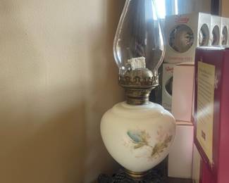Vintage Milk Glass Parlor Lamp