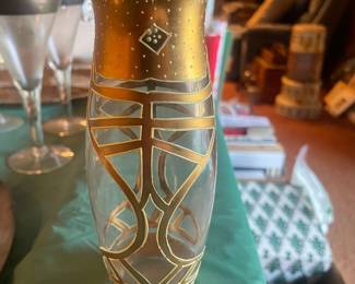 Vintage Gold Gilded Glass Vase