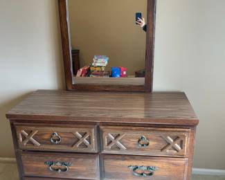 Vintage Spanish Mediterranean Style Dresser with Mirror