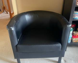 Black Faux Leather Tub Chair