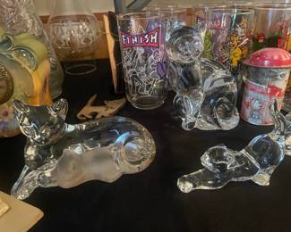 Vintage Crystal Cat Figurines