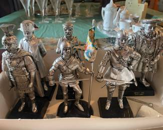 Vintage Metal Historical Figure Statuettes