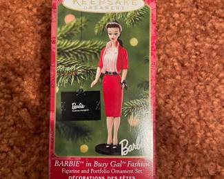 2001 Hallmark Keepsake Ornament Barbie in Busy Gal Fashion