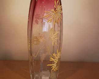 Vintage Legras Mont Joye Cranberry Glass Vase and Perfume Bottle
