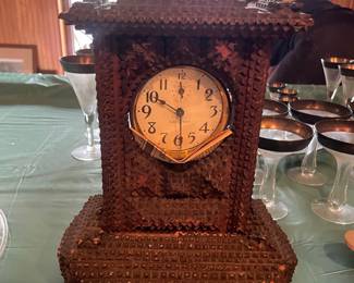 Vintage Tramp Art Mantel Clock