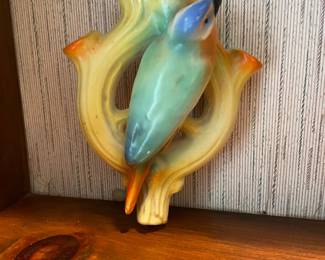 Vintage Czechoslovakian Pottery Bird Wall Pocket