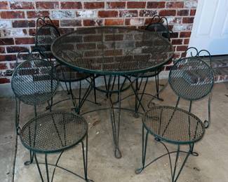 vintage green wrought iron patio set