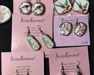Antique chinaware earrings