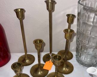 Vintage set of Brass tapered candle holders