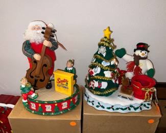 Avon Santa and the Elf-Tones voice-activated animated and musical Christmas figurine And Avon A Wonderful Countdown to Christmas Talking Lighted Snowman Advent Tree
