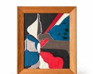 88 VintageSignedClodineAbstractModernistPainting