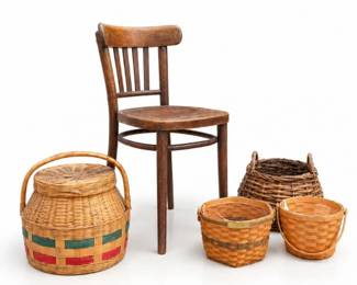 57 VintageLongabergerBasketsBentwoodChairLot