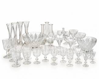139 LargeVintageClearCrystalGlasswareServingLot