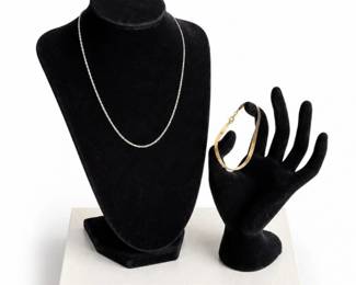 58 SterlingSilverRopeChainNecklace14kGoldBracelet