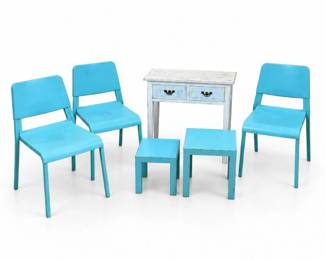 99 VintageTurquoiseChairsAccentFurnitureLot