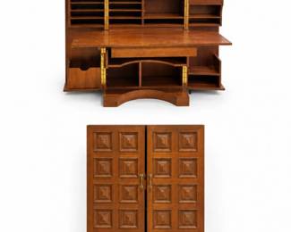 3 VintageMidCenturyMagicFoldingSecretaryDeskCabinet