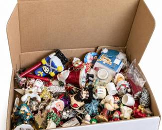 89 VintageMysteryBoxedFilledwithChristmasOrnaments