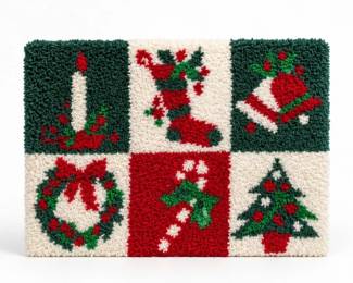 56 VintageHandmadeLatchHookChristmasRug