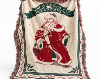 28 VintageSantaWovenChristmasThrowBlanket