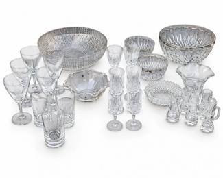 133 VintageClearCutGlassCrystalDrinkwareBowlsLot