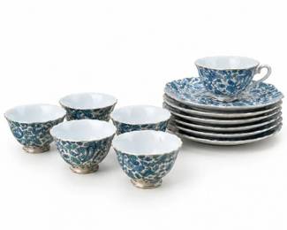 131 LeftonChinaHandPaintedBluePaisleyTeaSet