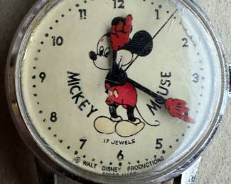 Walt Disney Productions Mickley Mouse 17 Jewel Watch 