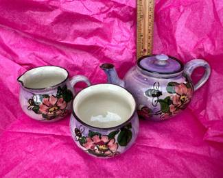 Hand-Painted Floral Porcelain Tea Set Pieces