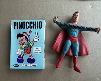 1960s Pinocchio Whitman Card Game in Box and 1974 Chemboy Superman Breaking Chains
