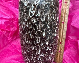 Brutalist Lava Glaze Studio Pottery Ceramic Cylinder Vase Germany