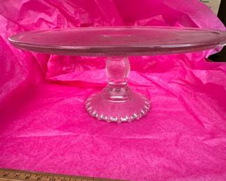 Jeanette Glass Co. Harp and Scroll Glass Pedestal Cake Stand Plate $14.00