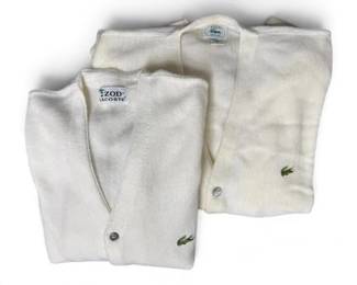 Two Izod Lacoste White Cardigans Large