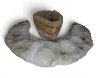 Fur Headband Collar White Tan