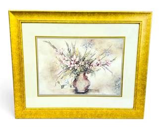 Gold Framed Floral Print Wall Hanging